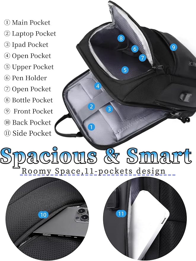 BASICPOWER Sling Bag for Men Women, Shoulder Crossbody Backpack - Image 6
