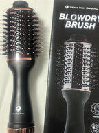 LHB 500 Professional Hot Air Brush, Round Styling Brush Hair Dryer, 2-in-1 Blowout Brush with Rose Gold Accents, Black