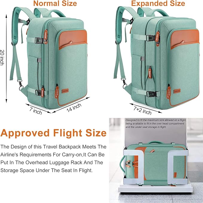 Travel Laptop Backpack, 42L Carry on Luggage, Flight Approved Expandable - Image 2