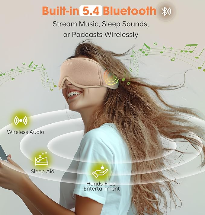 Sleep Mask with Headphones Bluetooth 5.4，LC-dolida 2025 New 3D Bluetooth Sleep - Image 4