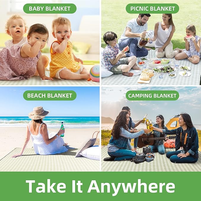 ZAZE Extra Large Picnic Outdoor Blanket, Camping Grass Lawn Park Accessories - Image 6