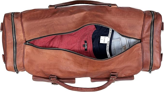 Leather Duffle Bag for Men Luggage Handmade Travel Bag Carry On Luggage - Image 5