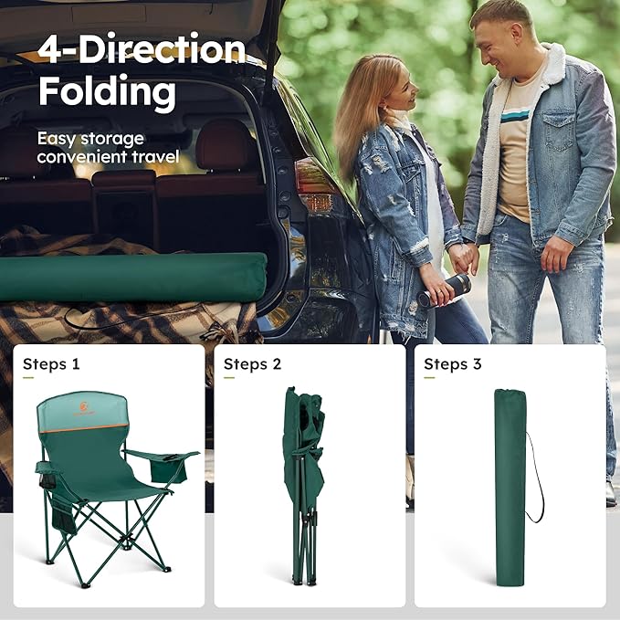 ALPHA CAMP Camping Chair 2 Pack Portable Chair - Image 7