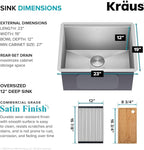 KRAUS Kore 23-Inch Undermount Workstation Single Bowl 16 Gauge Deep Laundry - Image 4