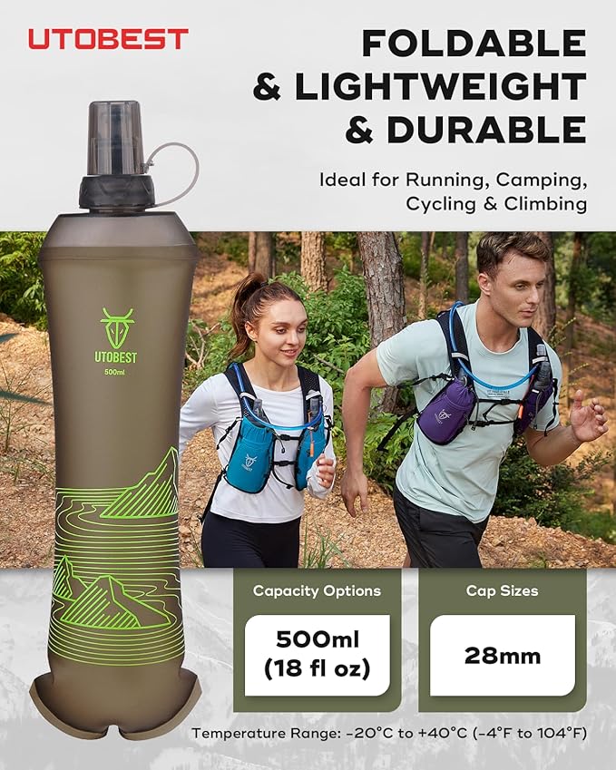 UTOBEST 500ml Soft Flask, 2 Pack Flexible TPU Hydration Water Bottle, - Image 7