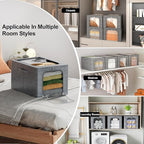 GoMaihe Clothes Storage Bins Metal Frame: 3-Pack Compact Stackable Closet - Image 6