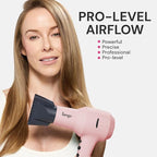 L'ANGE HAIR PowerStyle Turbo Ionic Hair Dryer | 1875 Watt Professional Blow Dryer with Diffuser & Concentrator | Multiple Heat & Speed Settings for Fast Drying | Salon-Grade Styling Tools, Blush
