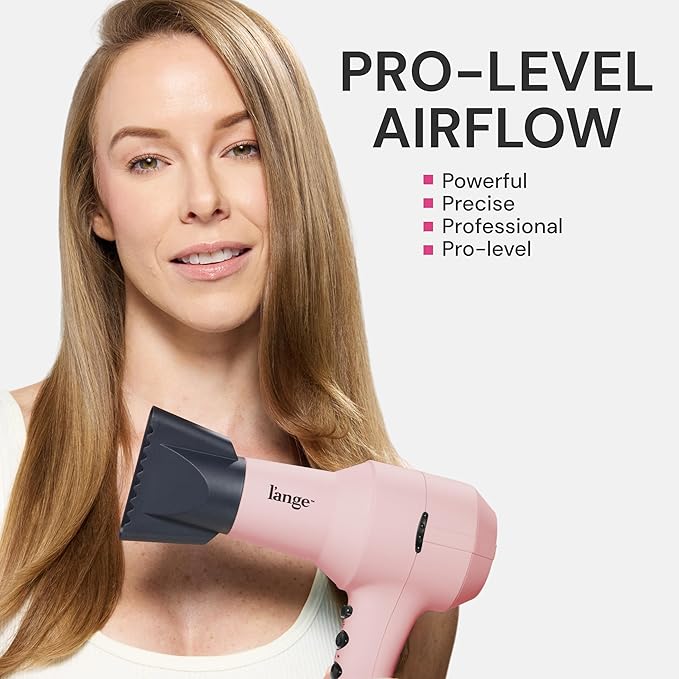 L'ANGE HAIR PowerStyle Turbo Ionic Hair Dryer | 1875 Watt Professional Blow Dryer with Diffuser & Concentrator | Multiple Heat & Speed Settings for Fast Drying | Salon-Grade Styling Tools, Blush