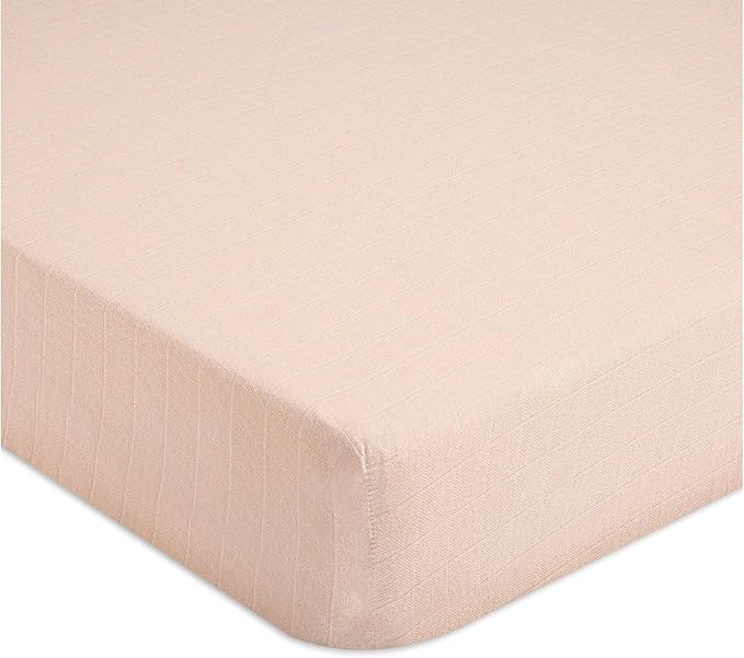 Crane Baby Cotton Sateen Fitted Sheet, Desert Rose, Soft Cotton Crib Sheets by CraneBaby