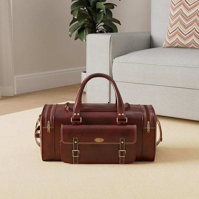 Men’s Gym Sports Overnight Weekender Bag Leather Travel Bags - Image 2