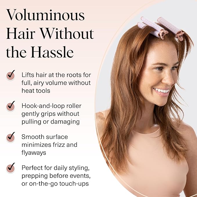 Kitsch Volumizing Hair Clips for Women - Hair Rollers for Volume & Curls - Volumizing Hair Products, Hair Roller Clips for Effortless Curls That Last - 2pc, Terracotta