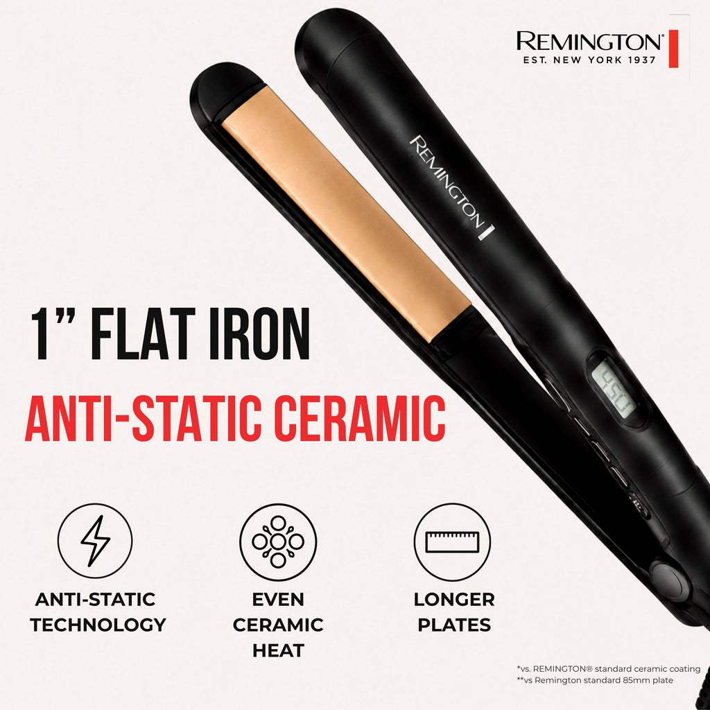 1" Anti Static Hair Straightener (Black/Gold / 1 inch)