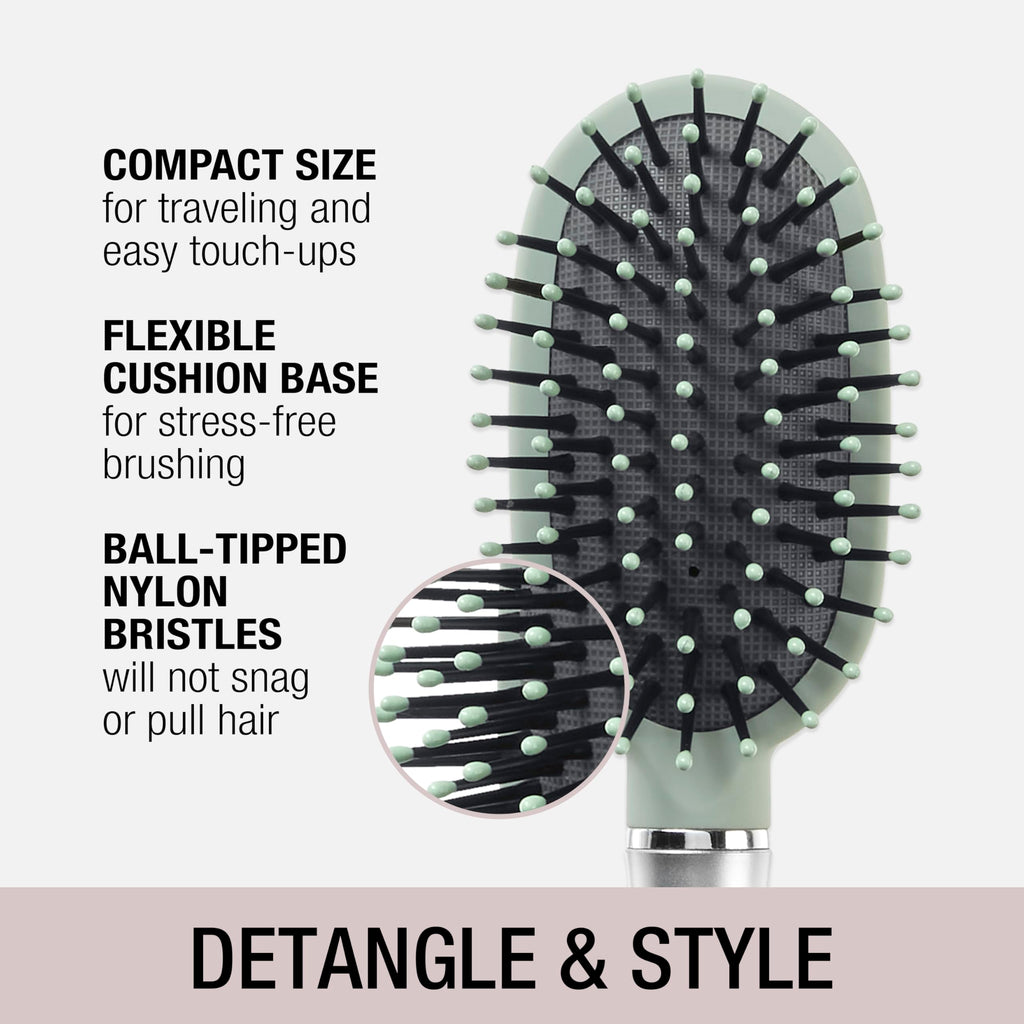 Velvet Touch oval cushion hair brush (Sage Green / 1 Count (Pack of 1))
