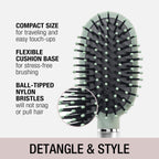 Velvet Touch oval cushion hair brush (Sage Green / 1 Count (Pack of 1))