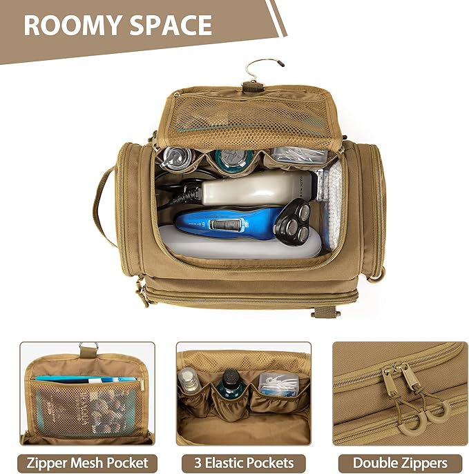 Tactical Toiletry Bag for Men, Hanging Hygiene Bag, Travel Dopp Kit Organizer - Image 3