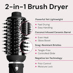 L'ANGE HAIR VolumeBoost 60mm 2-in-1 Ceramic Volumizing Brush Dryer | Fast Drying & Styling for Frizz-Free, Voluminous Blowouts | Ceramic-Coated Barrel (Black)