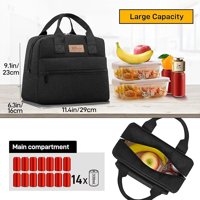 HOMESPON Insulated Lunch Bag for Women Men Lunch Box Cooler Lunch Tote for Work - Image 3