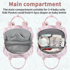 Diaper Bag Backpack for Baby Girl, Large Pink Floral Baby Diaper Bags, Baby - Image 7