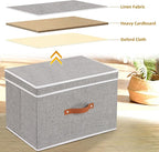 Collapsible Storage Bins with Lids, Linen Foldable Cloth Baskets, 17.7 x 11.8 x - Image 7