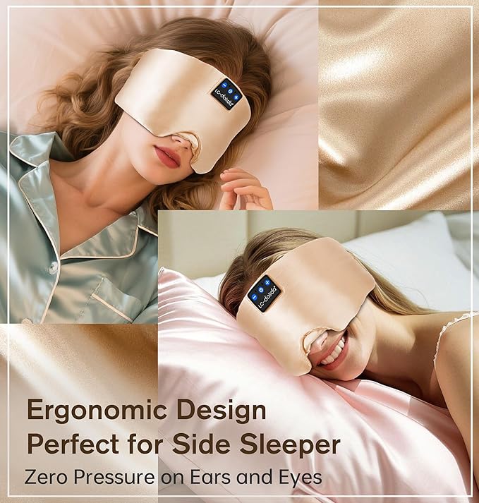 LC-dolida Luxurious Silk Soft Sleep Mask, Sleep Headphones - Image 4