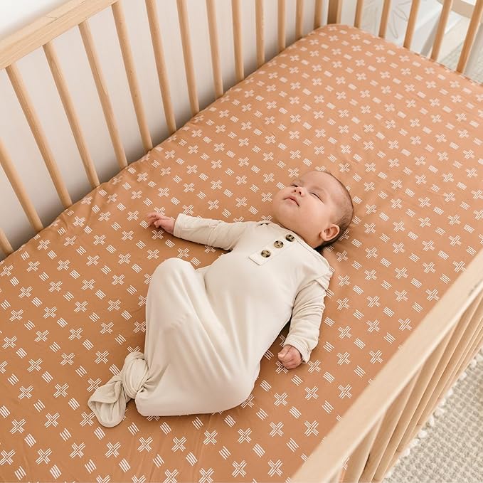Crane Baby Crib Sheet, Copper Dash Neutral Crib Sheets & Toddler Sheets - Image 6