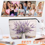 Cosmetic Bags Travel Makeup Toilet Case Waterproof Pouch for Women Girls 6.7X9.45inches - Lavender in A White Pitcher on A White - Wood Background