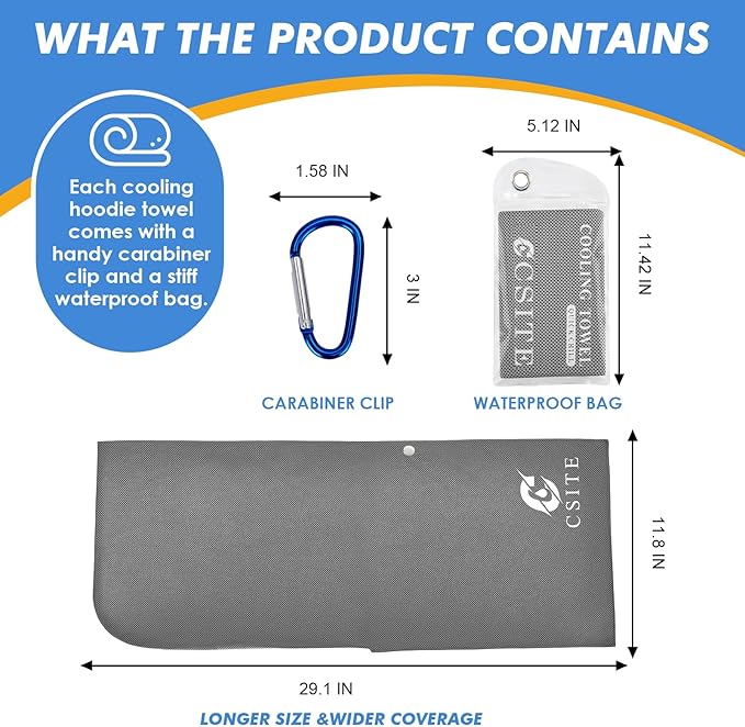 4 Pack Cooling Hoodie Towels for Neck and Face, UPF 50 Sun Protection & Instant - Image 6