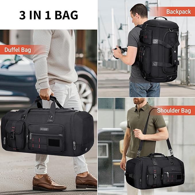 WITZMAN Travel Duffel Bags for Men Large Carry On Weekender Overnight Bag 3 in - Image 2