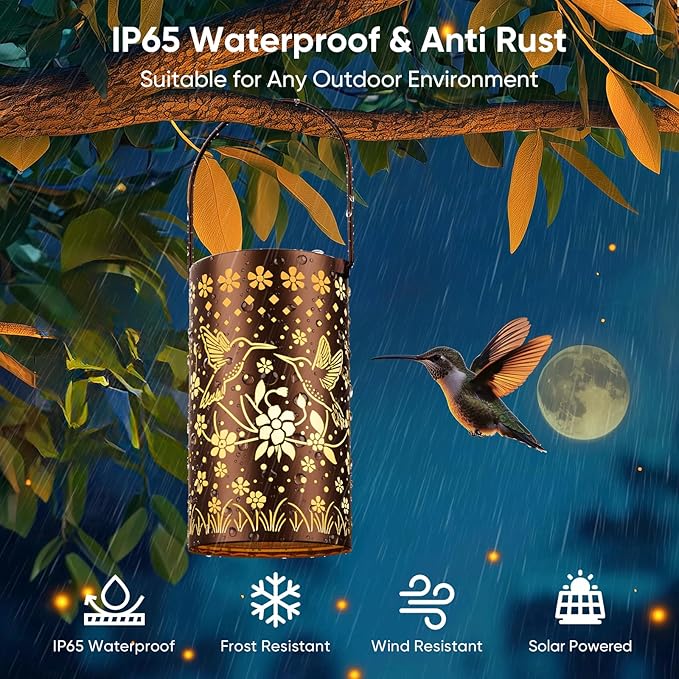 Hummingbird Solar Lanterns Outdoor Waterproof: Gardening Decor Unique Birthday - Image 4