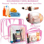 APREUTY Clear Makeup Bags, TSA Approved 6 Pcs Cosmetic Makeup Bags Set Clear PVC - Image 2