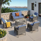HOOOWOOO Patio Furniture Set, 6 Pieces Outdoor Conversation Set, All Weather by DesignforBetterLife