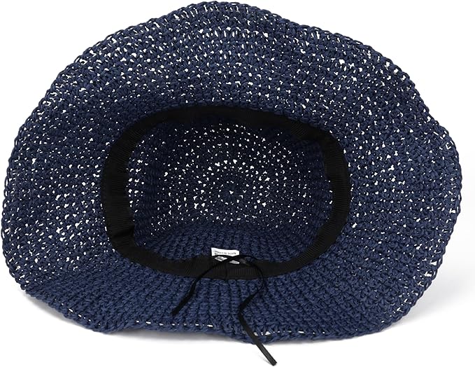 Womens Wide Brim Straw Sun Hat Foldable Floppy Crochet Beach Hat - Image 5