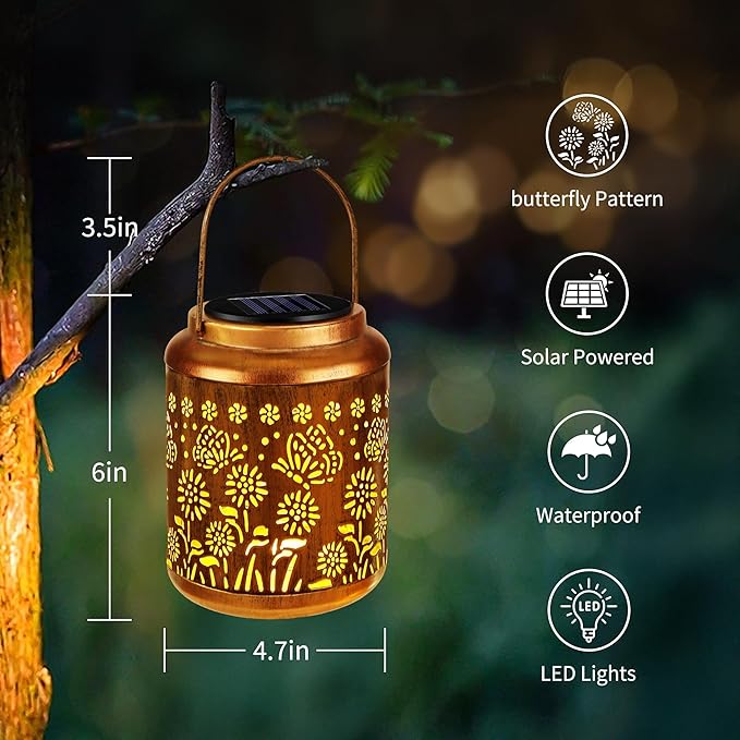 Brizled Butterfly Solar Lantern Lights 2 Pack, Warm White Christmas/Birthday - Image 7