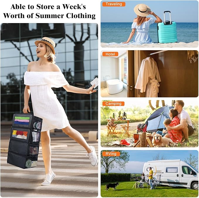 Hanging Travel Organizer, Carry-on Luggage Suitcase Organizer, Portable Shelves - Image 6