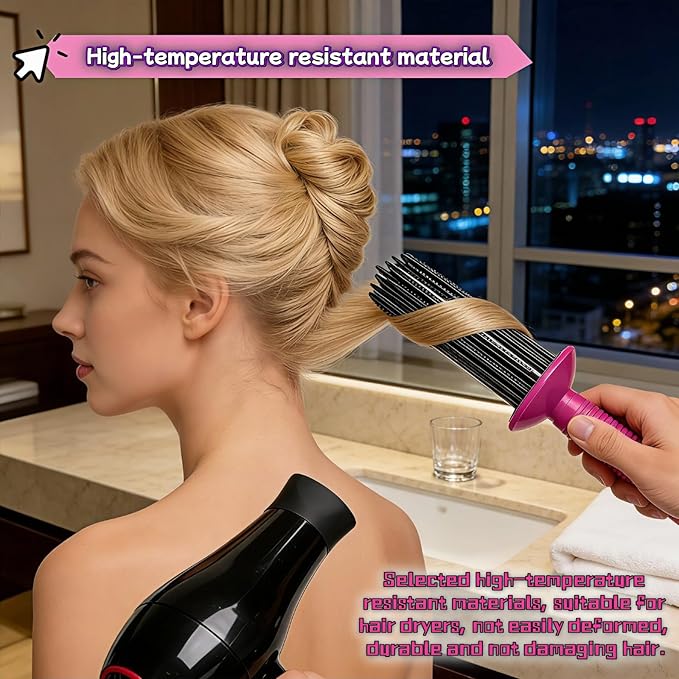 Volumizing Hair Brush, Heat Resistant Curling & Blowout Brush with 17 Anti-Slip Teeth for Smooth, Bouncy Curls - Salon Quality at Home, Gentle on All Hair Types