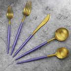 Gugrida 5-Piece Matte Gold Silverware Set, 18/10 Stainless Steel Satin Finish - Image 7