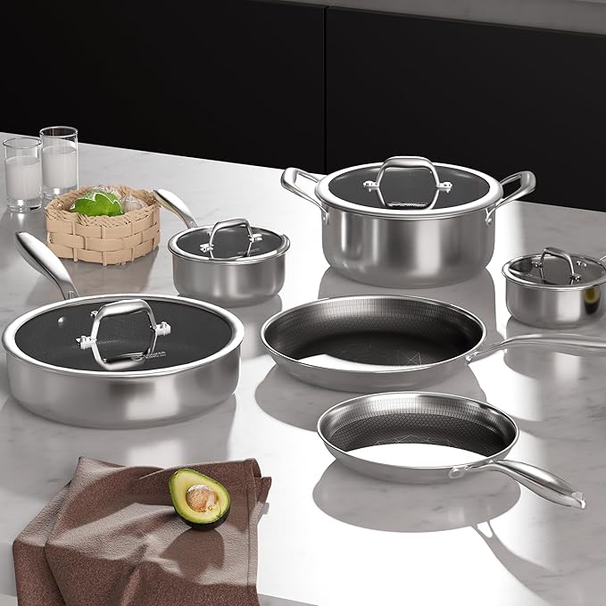 COOKER KING Stainless Steel Cookware Set, Pots and Pans Set Non Stick, Hybrid - Image 5