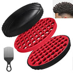 PARAO-Silicone Curling Brush,Magic Wave Afro Comb,Two Sides InterchangeTwist Tool,Hair Curler Brush For Men Women Boy Girl,2-Piece Set（Red）