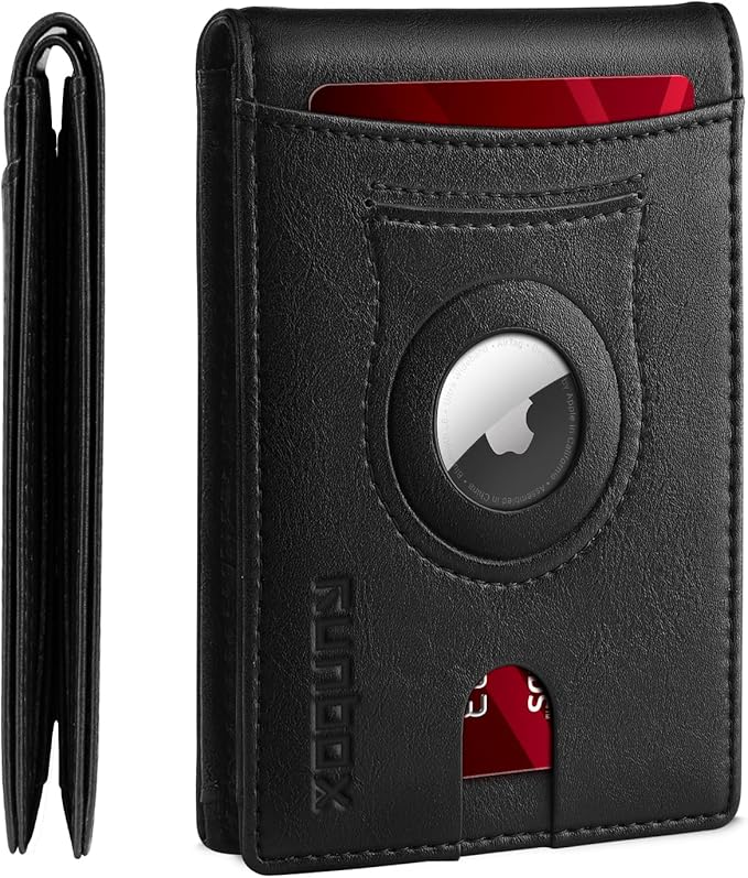 RUNBOX AirTag-Wallet-Mens-Slim-RFID Blocking Wallets Leather by RUNBOX