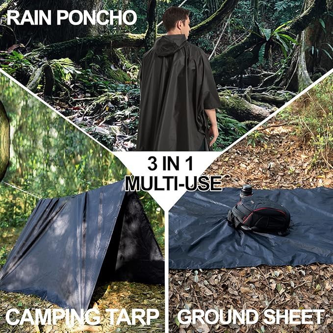 salamra Hooded Rain Poncho Waterproof Raincoat Jacket - Image 3
