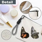 Make Up Bag For Woman, Cosmetic Bag With Hand Strap - Vintage Butterflies - Lined Toiletry Bag - Retro Theme Pouch, Butterfly Organizer With Zipper, Women Essentials & Accessories - B04
