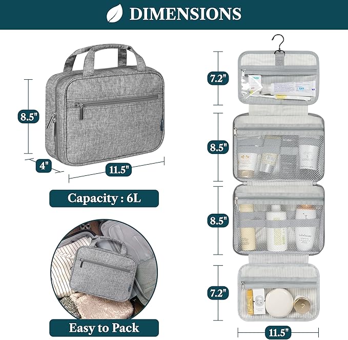 PAVILIA Hanging Toiletry Bag Travel Bag Women Men, Foldable Cosmetic Organizer - Image 2