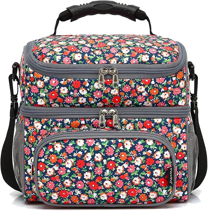 FlowFly Double Layer Cooler Insulated Lunch Bag Adult Lunch Box Large Tote Bag - Image 6