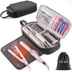 2IN1 Hair Tools Travel Bag with Heat Resistant Mat for Shark Flexstyle, Flat Irons, Straighteners, Curling Iron, Hair Dryer Case Compatible with Revlon One-Step Hair Dryer, Hair Essentials