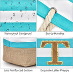 Becokan Beach Bag Initial Beach Tote - Image 2