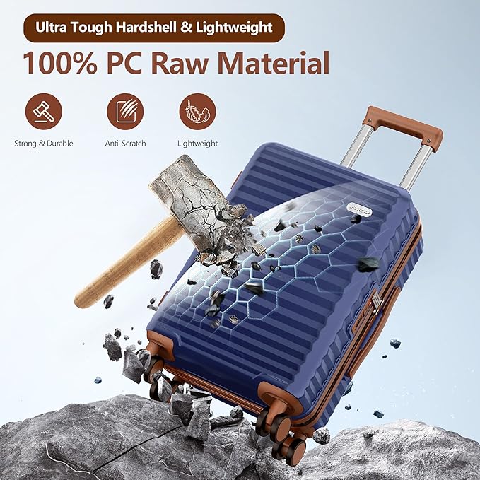 SHOWKOO Carry On Luggage Hardshell Lightweight Luggage Set, Suitcase - Image 3