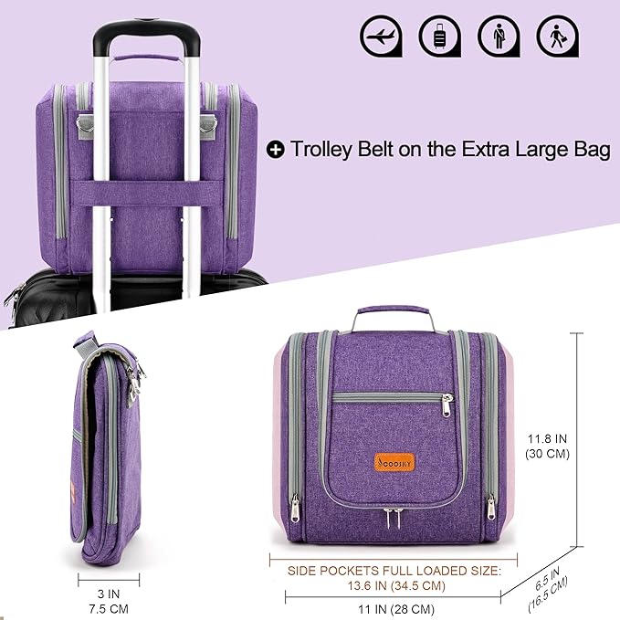 Extra Large Toiletry Bag for Women and Men, 6 Organizer Compartments, Holds - Image 6