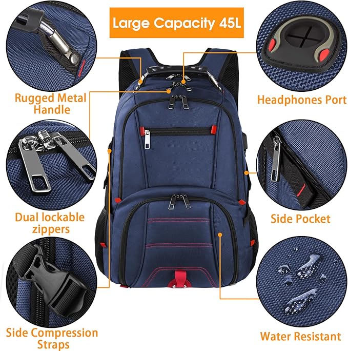 LTINVECK Extra Large 50L Travel Laptop Backpack, Computer bag Backbag - Image 5