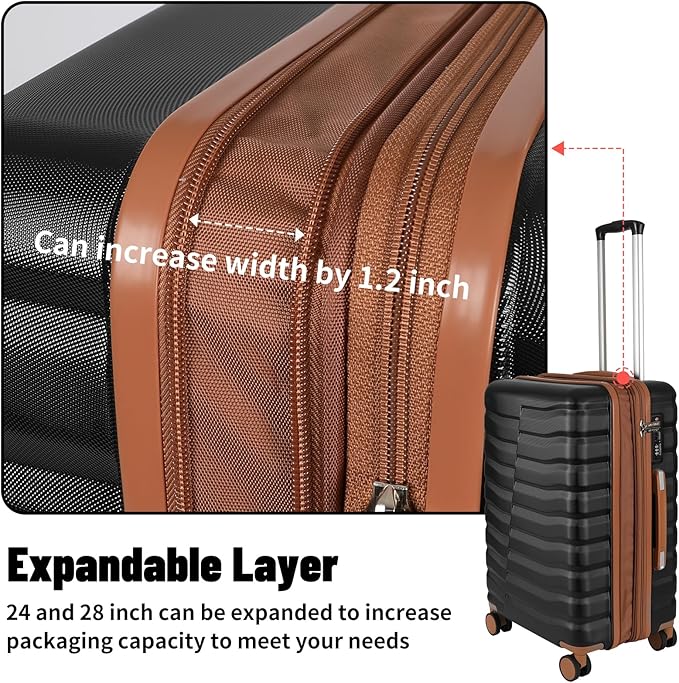 Lightweight Luggage with Spinner Wheels & YKK Zipper, 3-Piece Suitcase ABS+PC - Image 8