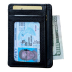 LEATHER Handcrafted Front Pocket Credit Card Holder with RIFD Blocking (Midnight Black)